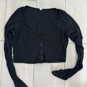 ALO Yoga Black Ribbed Crop Top